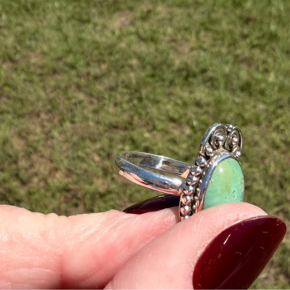 925 Sterling Silver Kingman Turquoise Ring - Picture 9 of 14